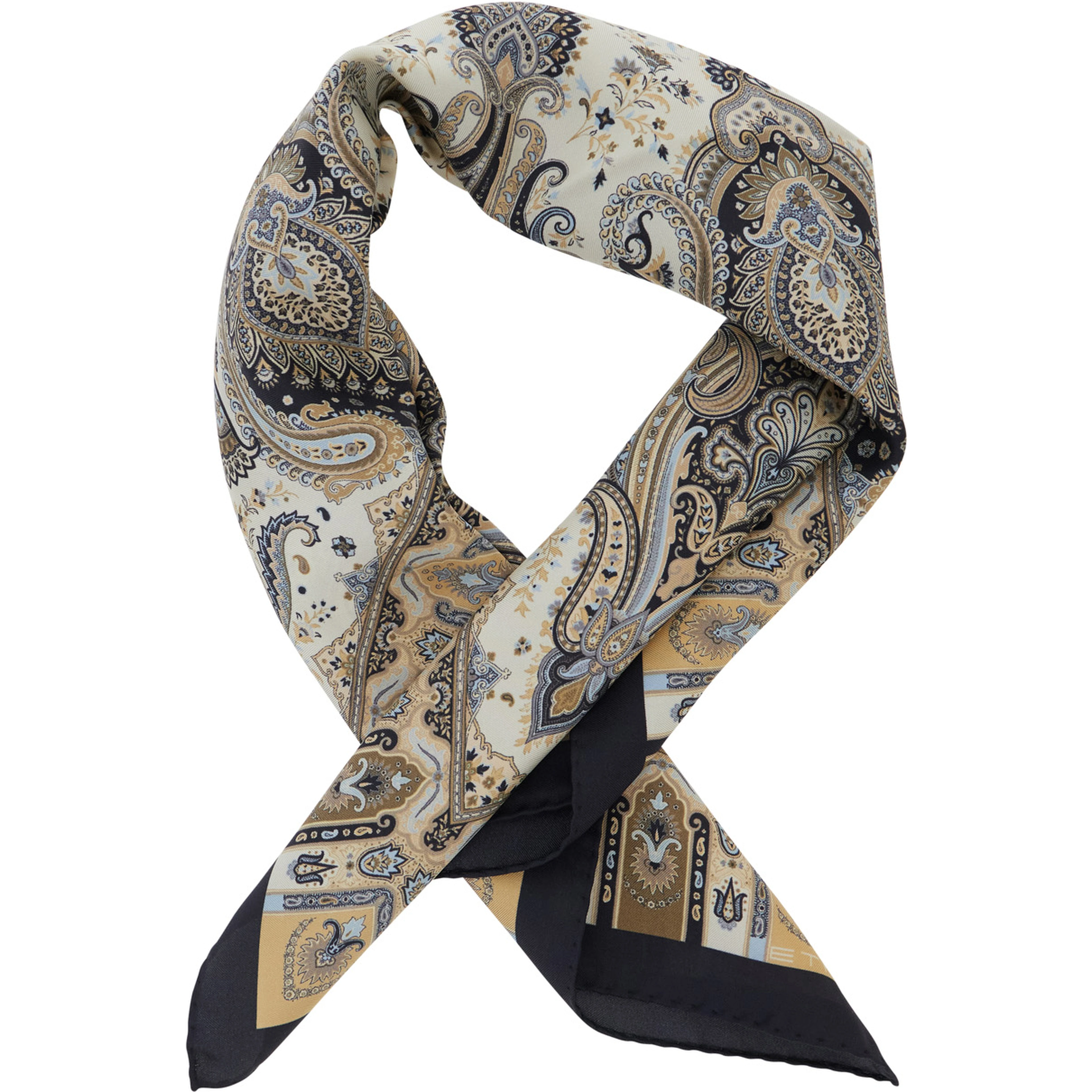 Multicolor Scarf with all-over Paisley Print in Silk for Women
