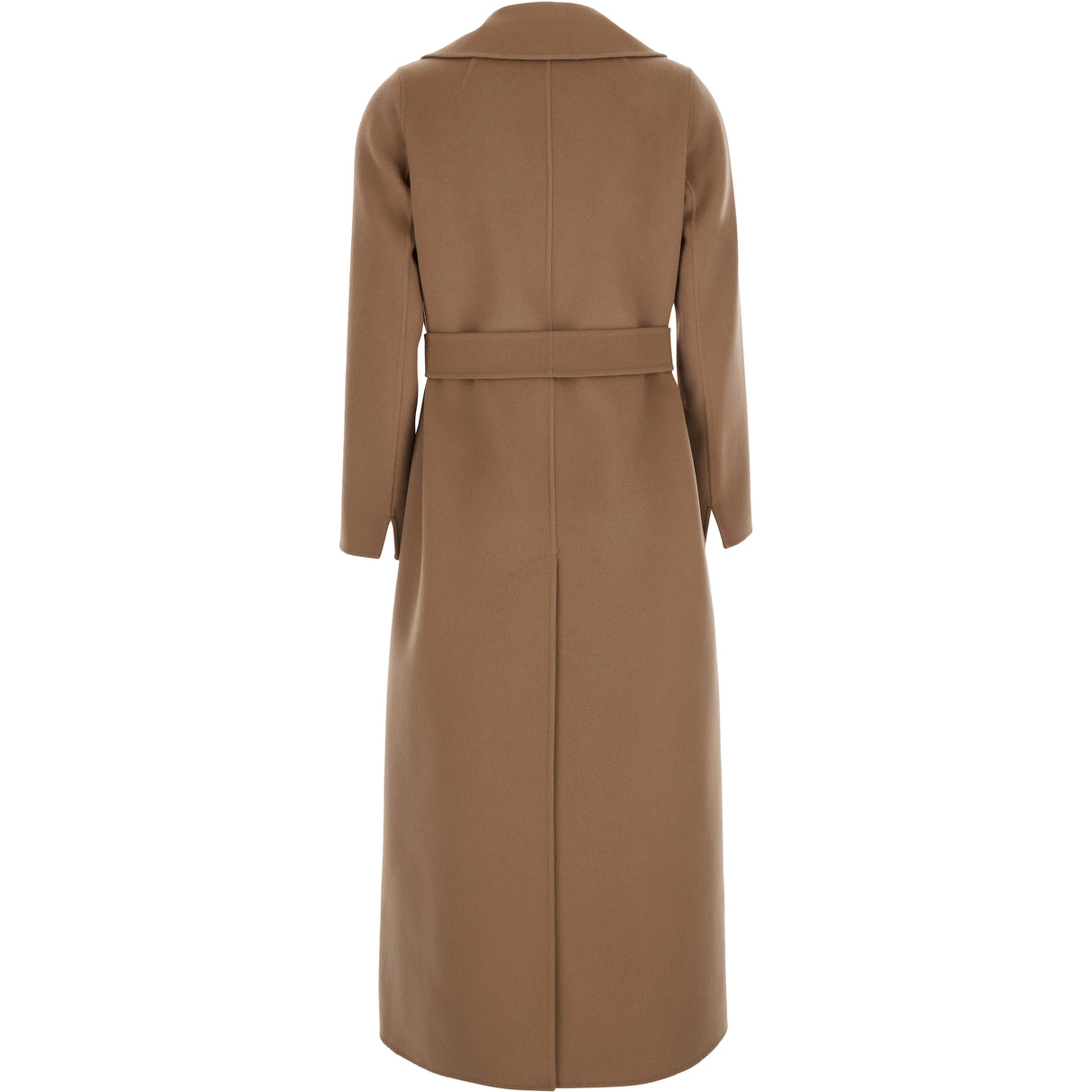 POLDO Beige Coat with Notched revers and waist belt in Wool Women