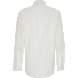 Slim Fit White shirt with button-down collar and Pony embroidery on the Front in stretch cotton for men
