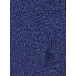Blue bermuda shorts with elasticated waist and tone-on-tone Pony embroidery in linen for men
