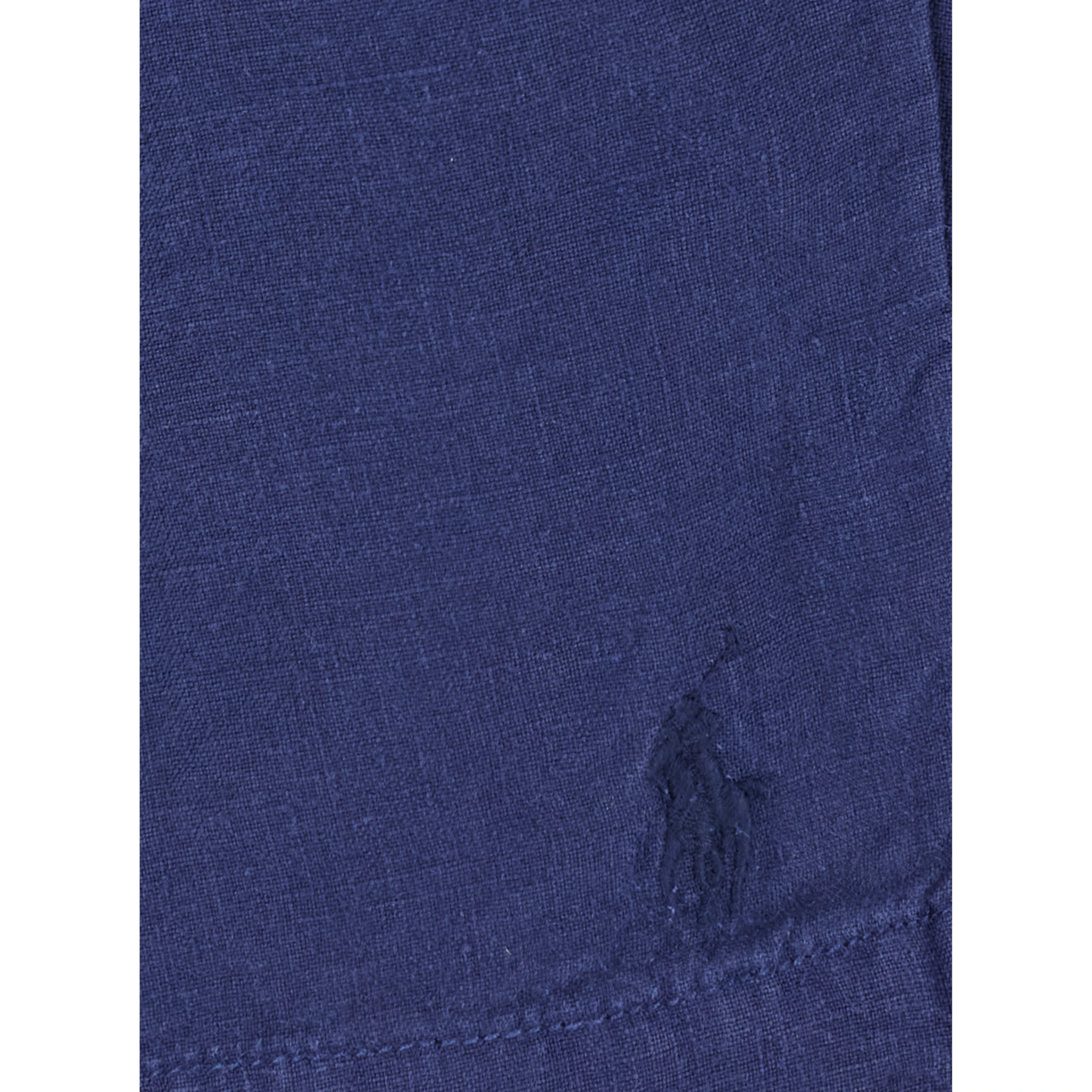 Blue bermuda shorts with elasticated waist and tone-on-tone Pony embroidery in linen for men