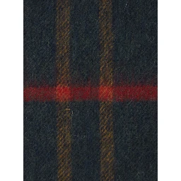 Green Scarf with logo patch on the front and fringed edge in wool for men