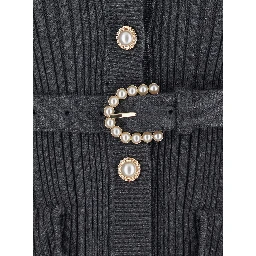 Grey Cardigan with ribbed texture and long sleeves in fabric and cotton women