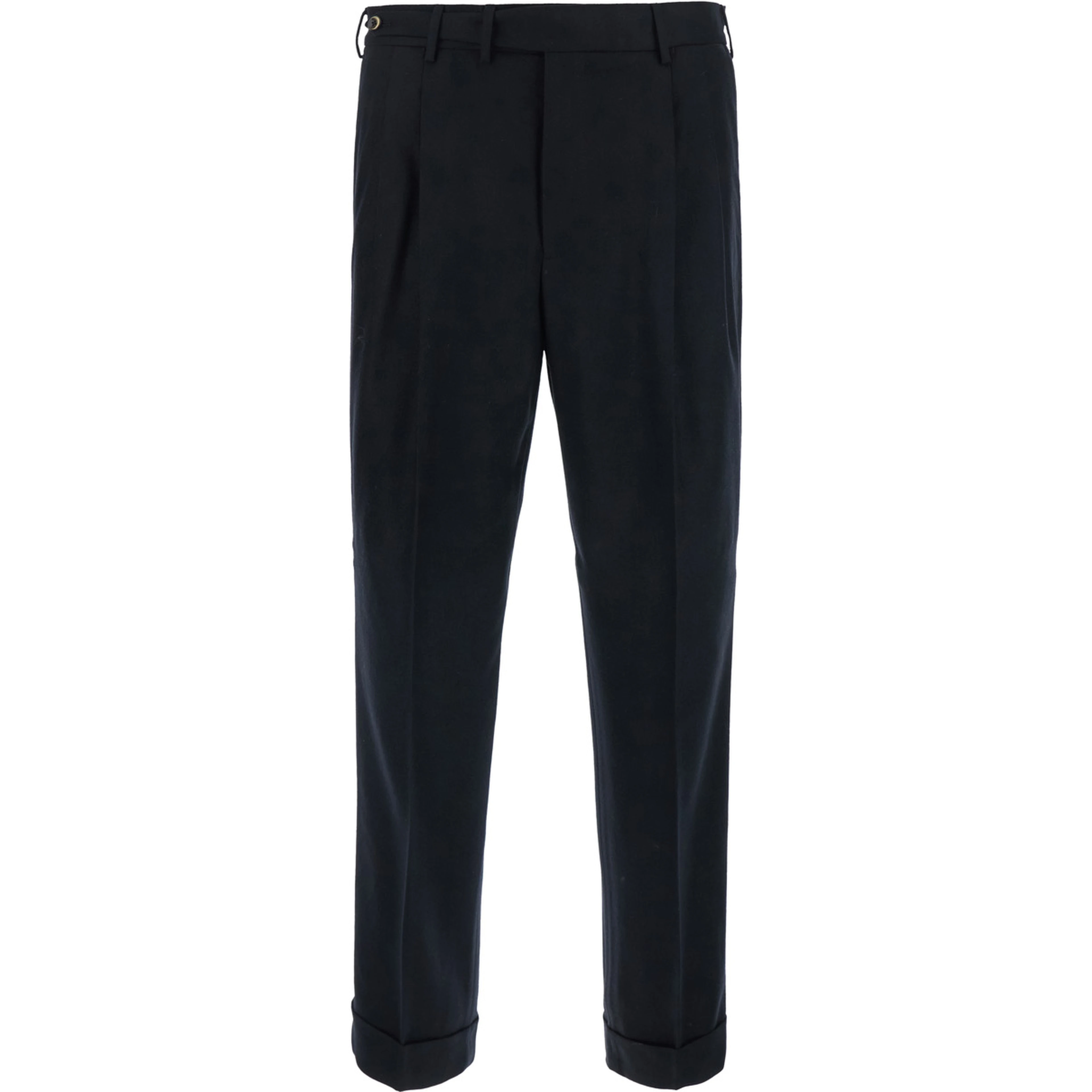 Black Pants with Belt Loops and Front Pleats in Tech Fabric for Men