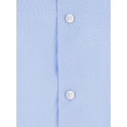 Hank Light blue shirt with classic collar and curved hem in cotton for men