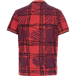 Red Polo Shirt with All-Over Print and Embroidered Logo in Cotton for Men