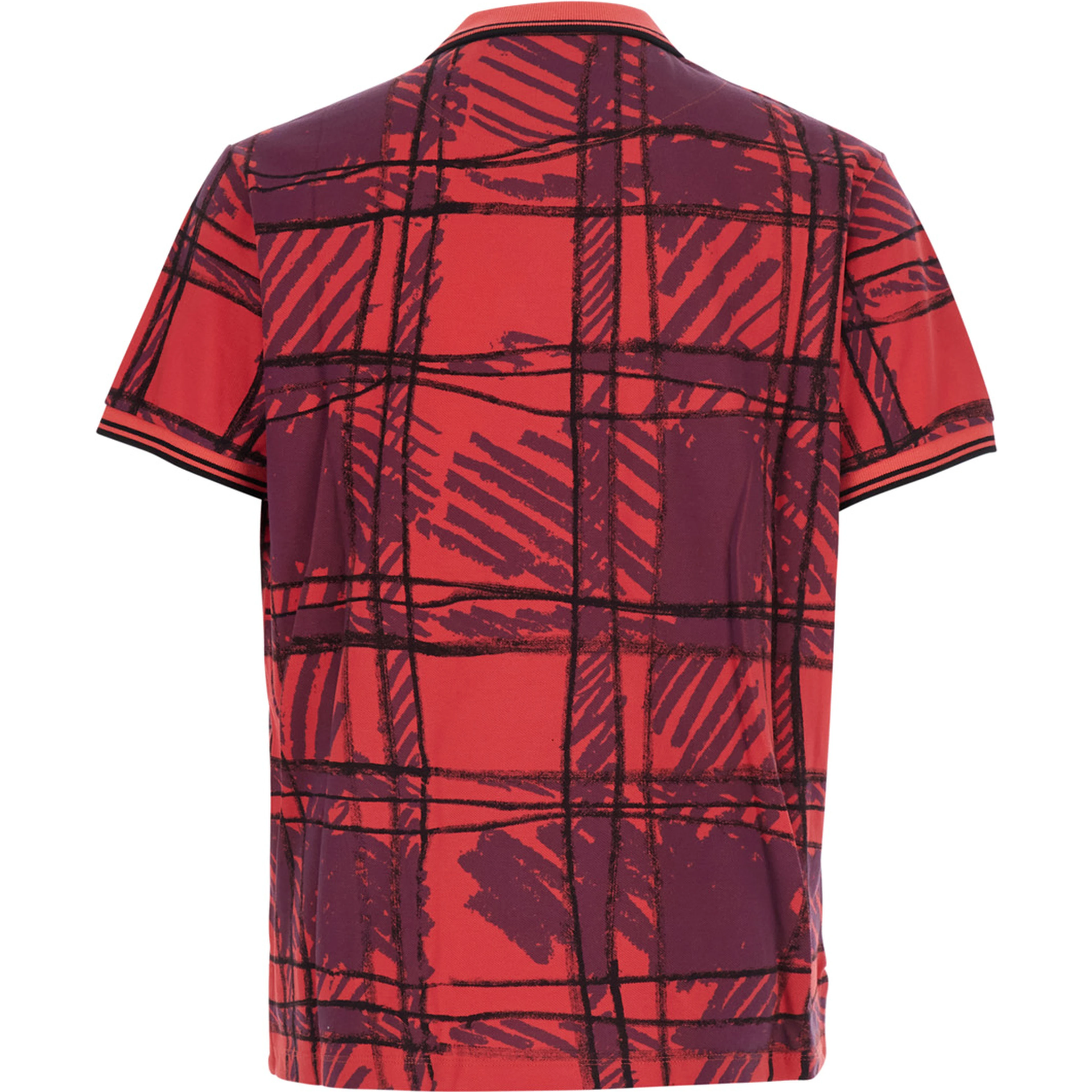 Red Polo Shirt with All-Over Print and Embroidered Logo in Cotton for Men
