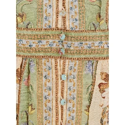Roselight Multicolor Dress with Balloon Sleeves and All-Over Floral Motif in Linen for Women