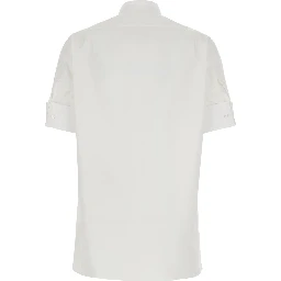 White Shirt with classic collar and short sleeves in cotton for women