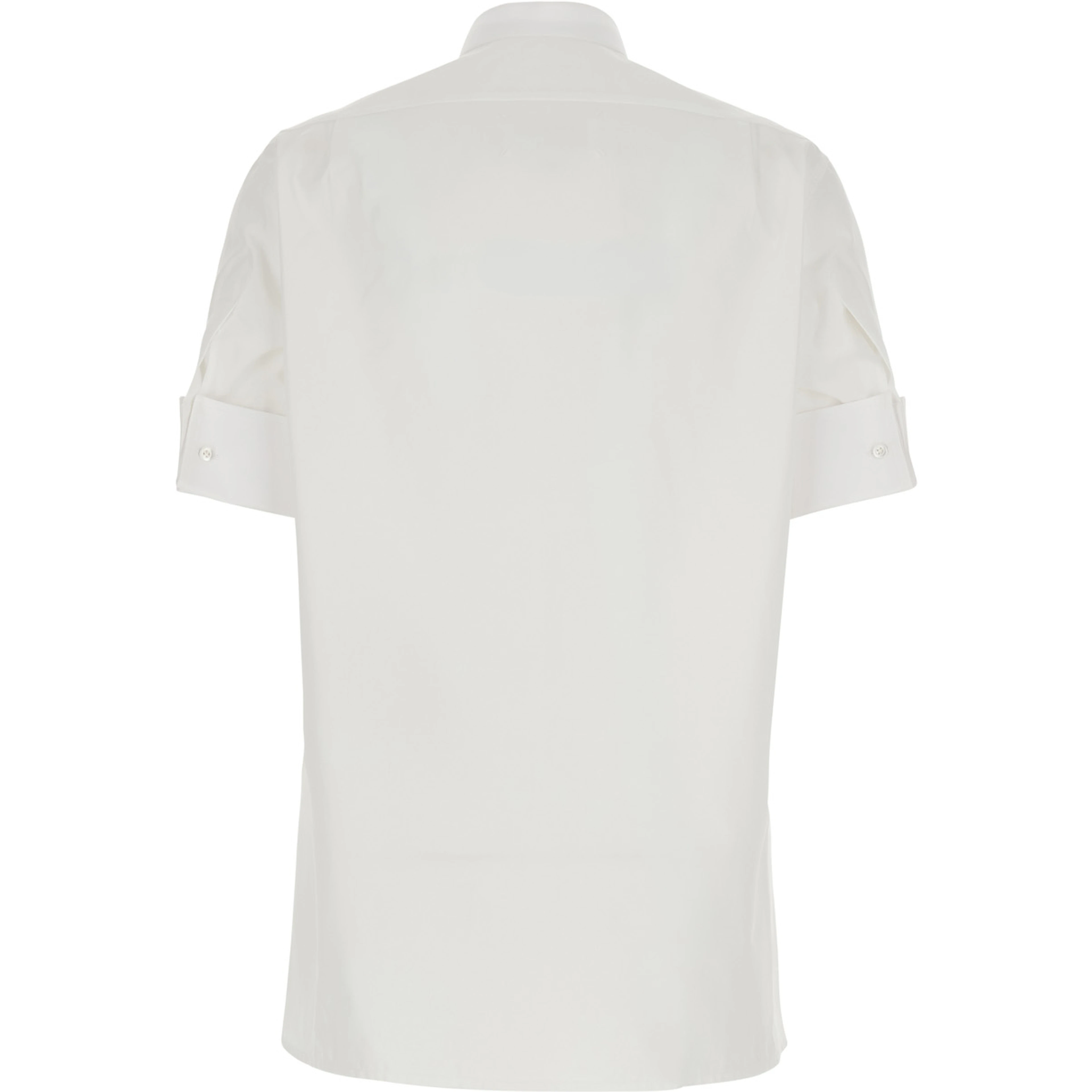 White Shirt with classic collar and short sleeves in cotton for women