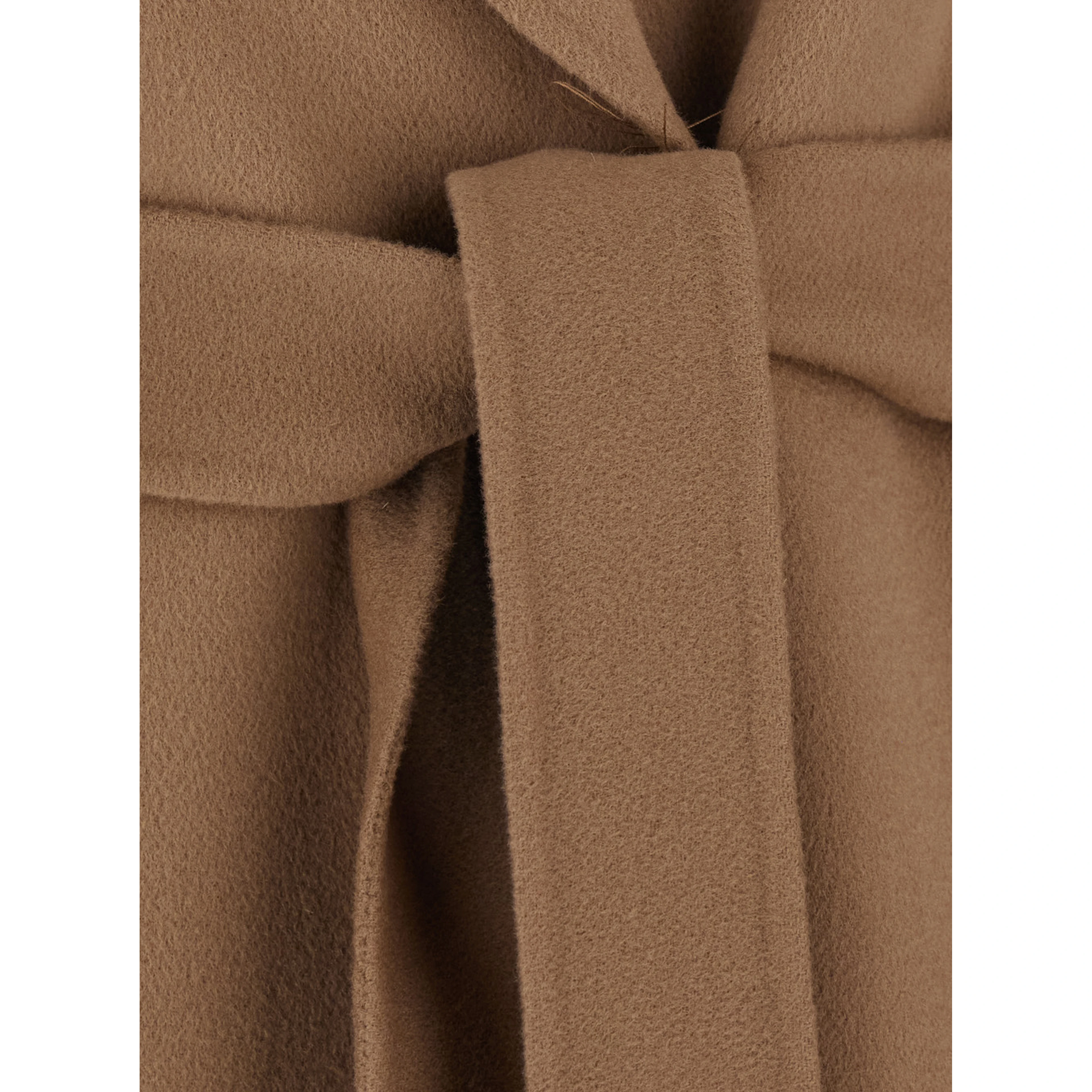 POLDO Beige Coat with Notched revers and waist belt in Wool Women