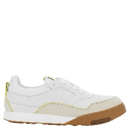 White Low Top Sneaker with Logo Lettering on the Back and Logo Patch on the Tongue in Leather for Men