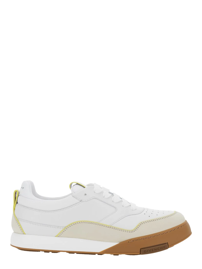 White Low Top Sneaker with Logo Lettering on the Back and Logo Patch on the Tongue in Leather for Men