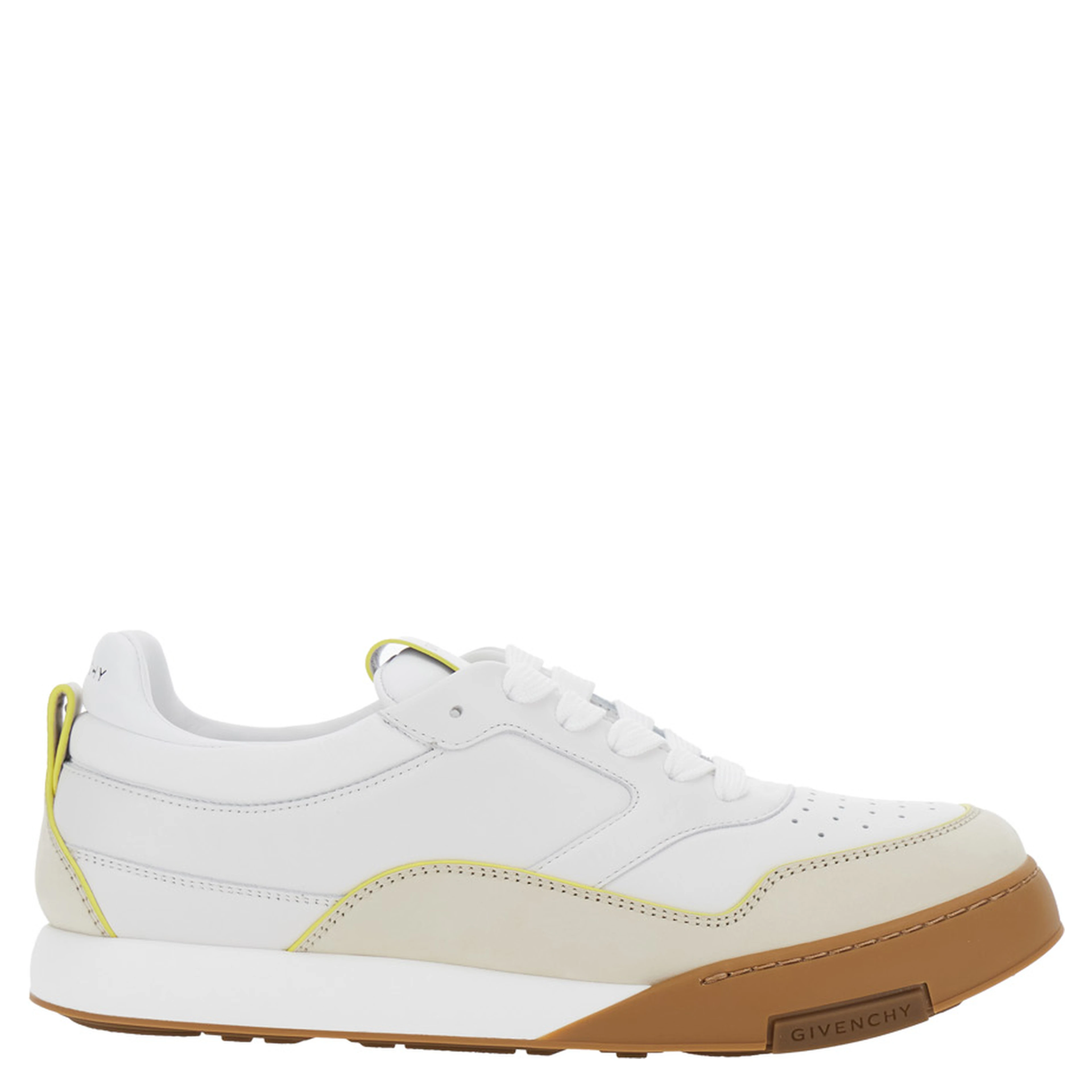 White Low Top Sneaker with Logo Lettering on the Back and Logo Patch on the Tongue in Leather for Men