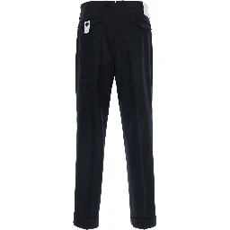 Black Pants with Belt Loops and Front Pleats in Tech Fabric for Men