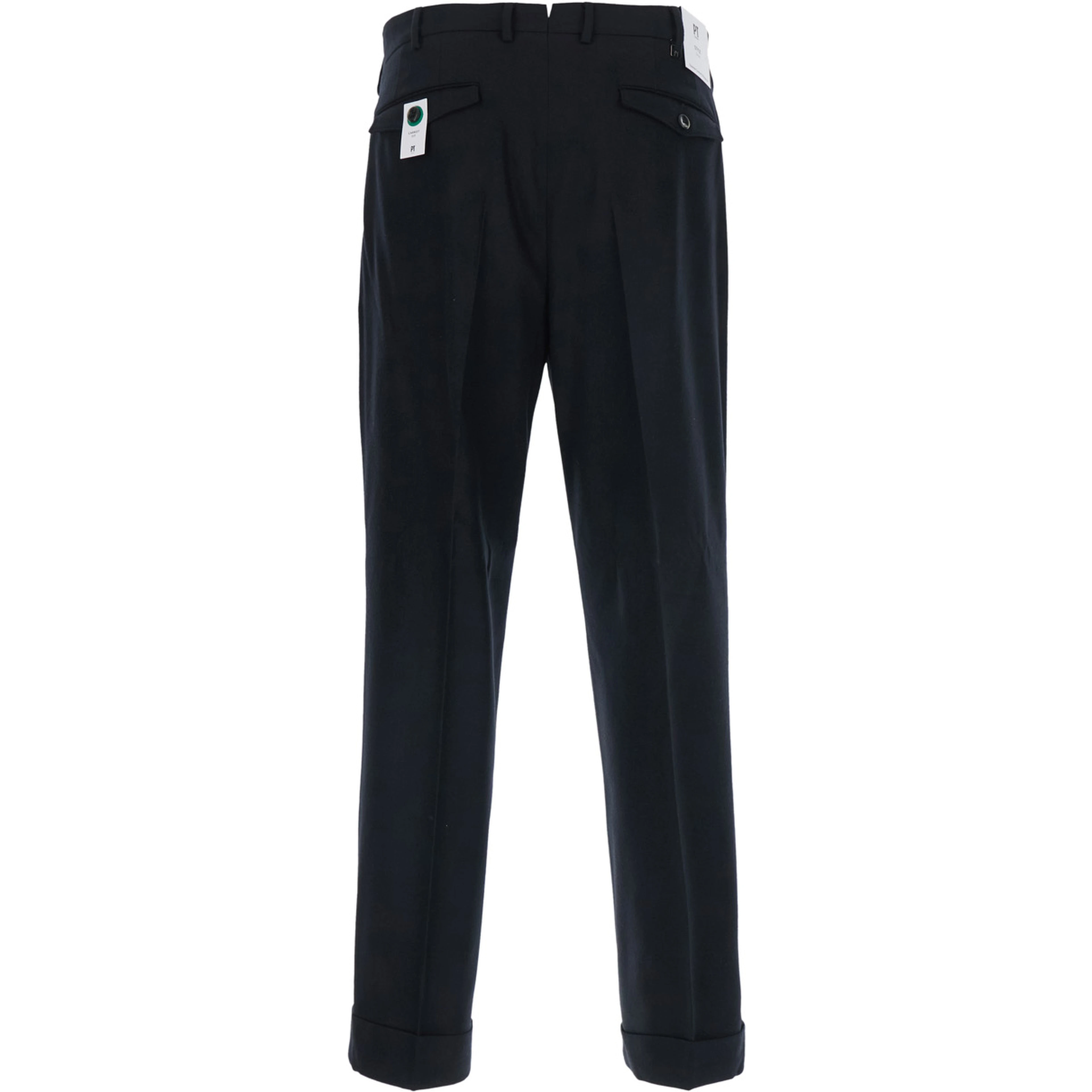 Black Pants with Belt Loops and Front Pleats in Tech Fabric for Men