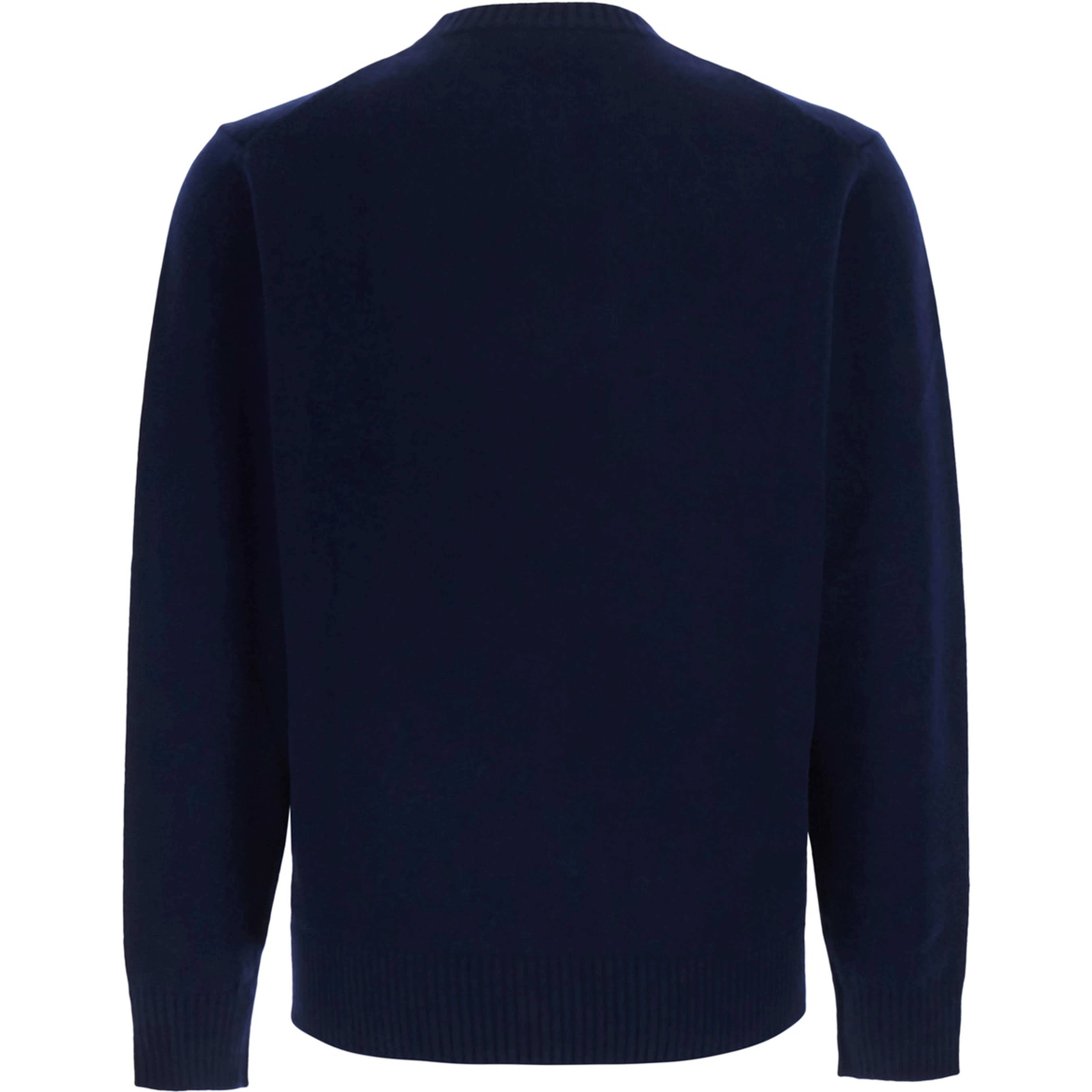 Blue Crewneck sweater with ribbed finishes in Blend wool and cashmere for men