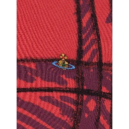 Red Polo Shirt with All-Over Print and Embroidered Logo in Cotton for Men