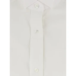 White Shirt with classic collar and short sleeves in cotton for women