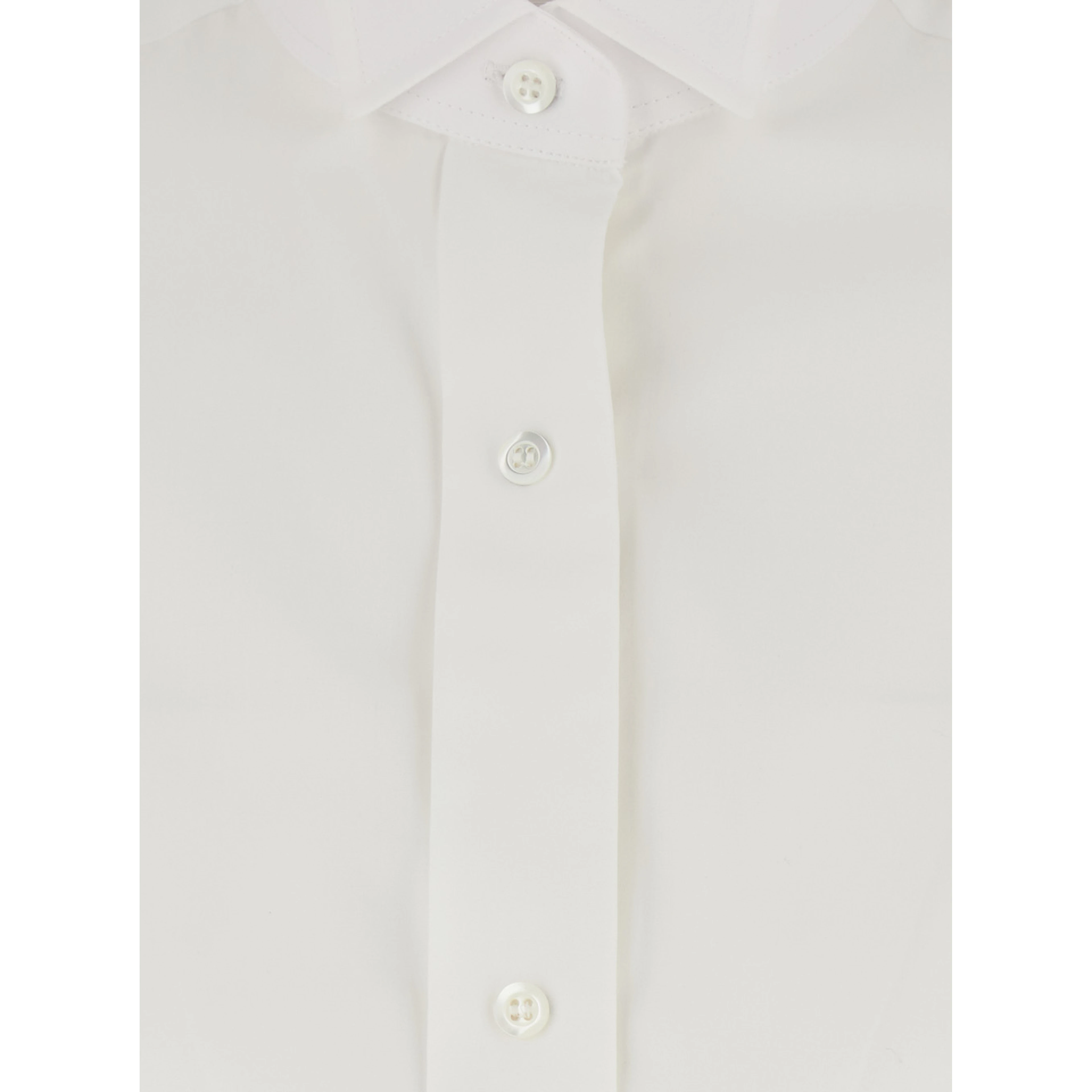White Shirt with classic collar and short sleeves in cotton for women