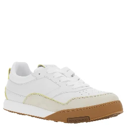 White Low Top Sneaker with Logo Lettering on the Back and Logo Patch on the Tongue in Leather for Men