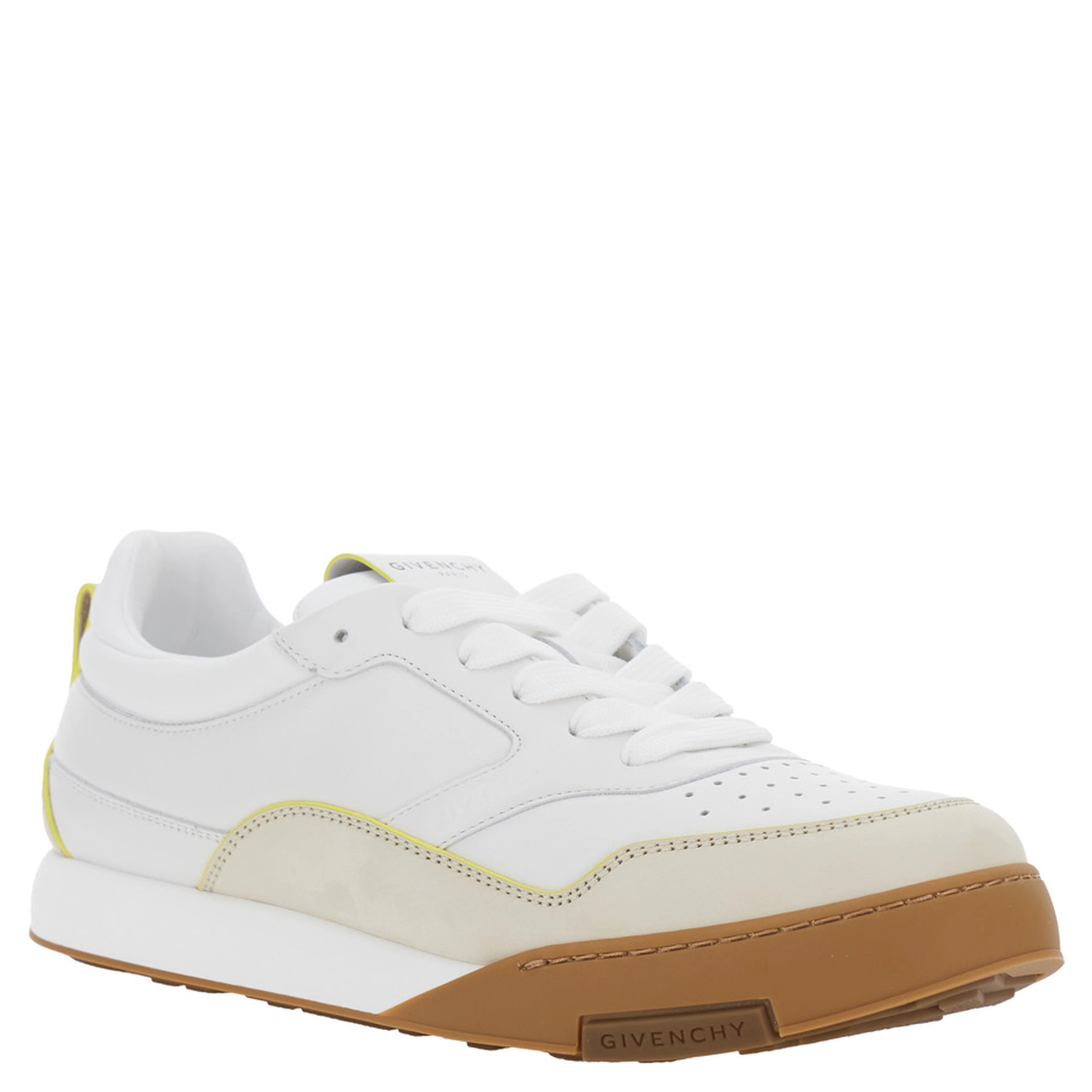 White Low Top Sneaker with Logo Lettering on the Back and Logo Patch on the Tongue in Leather for Men