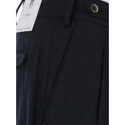 Black Pants with Belt Loops and Front Pleats in Tech Fabric for Men