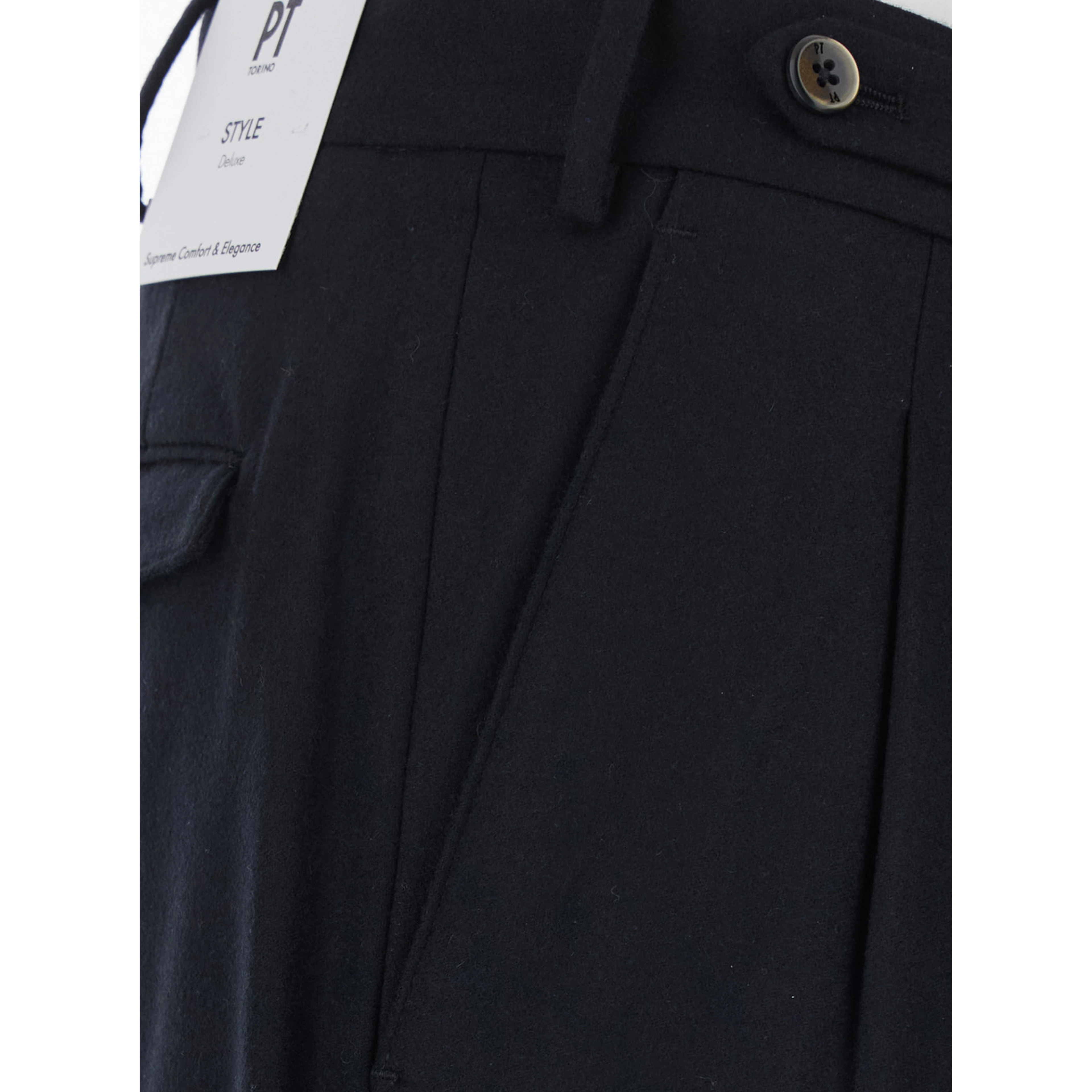 Black Pants with Belt Loops and Front Pleats in Tech Fabric for Men