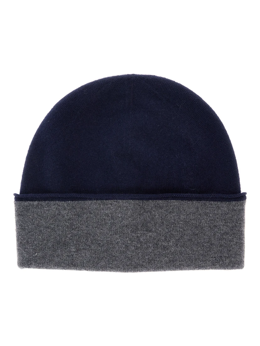 Double beanie with 100% wool and blue unisex