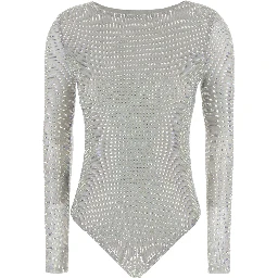 metallic Body with all-over applied rhinestones in fabric for women