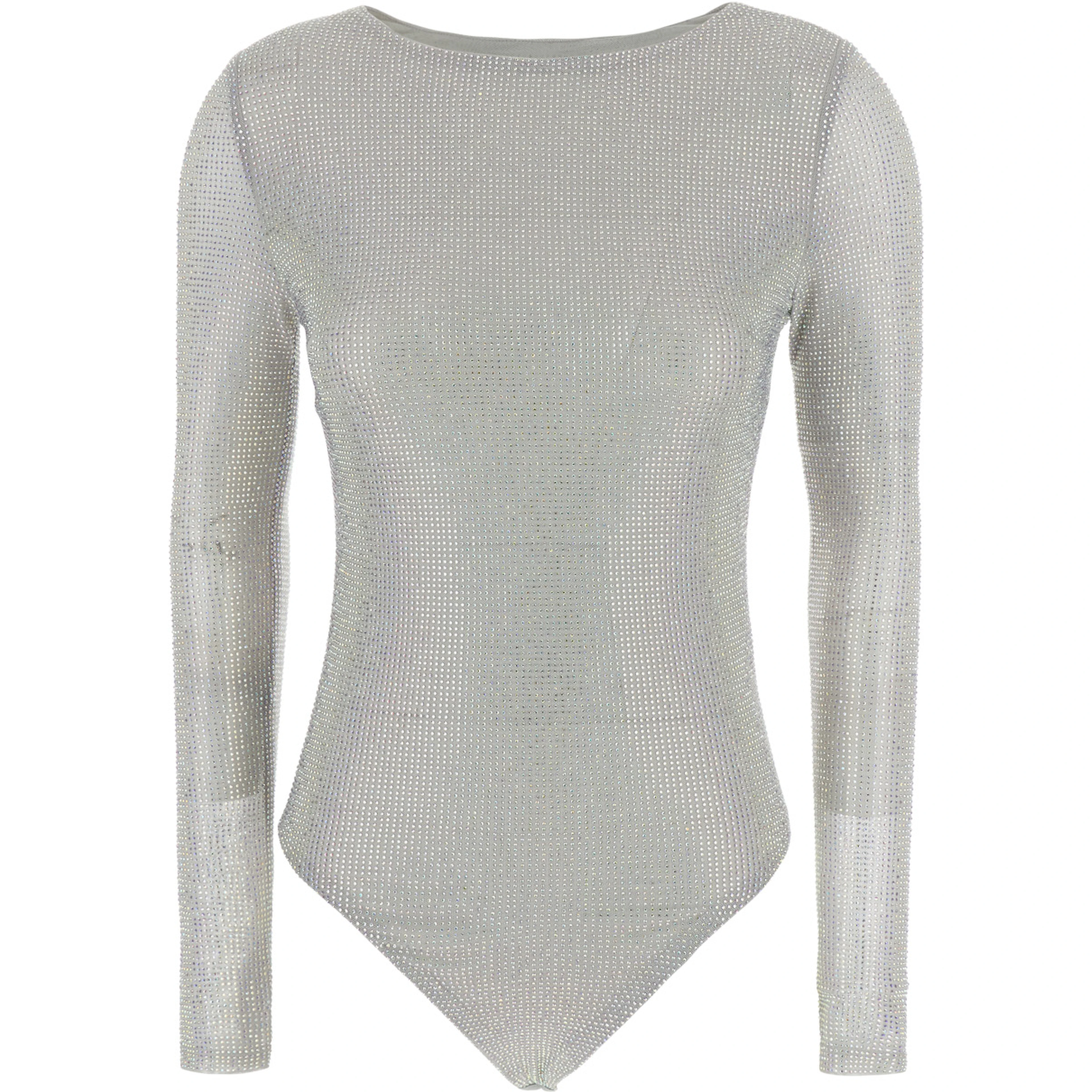 metallic Body with all-over applied rhinestones in fabric for women