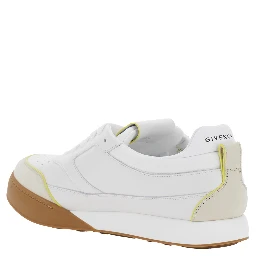 White Low Top Sneaker with Logo Lettering on the Back and Logo Patch on the Tongue in Leather for Men