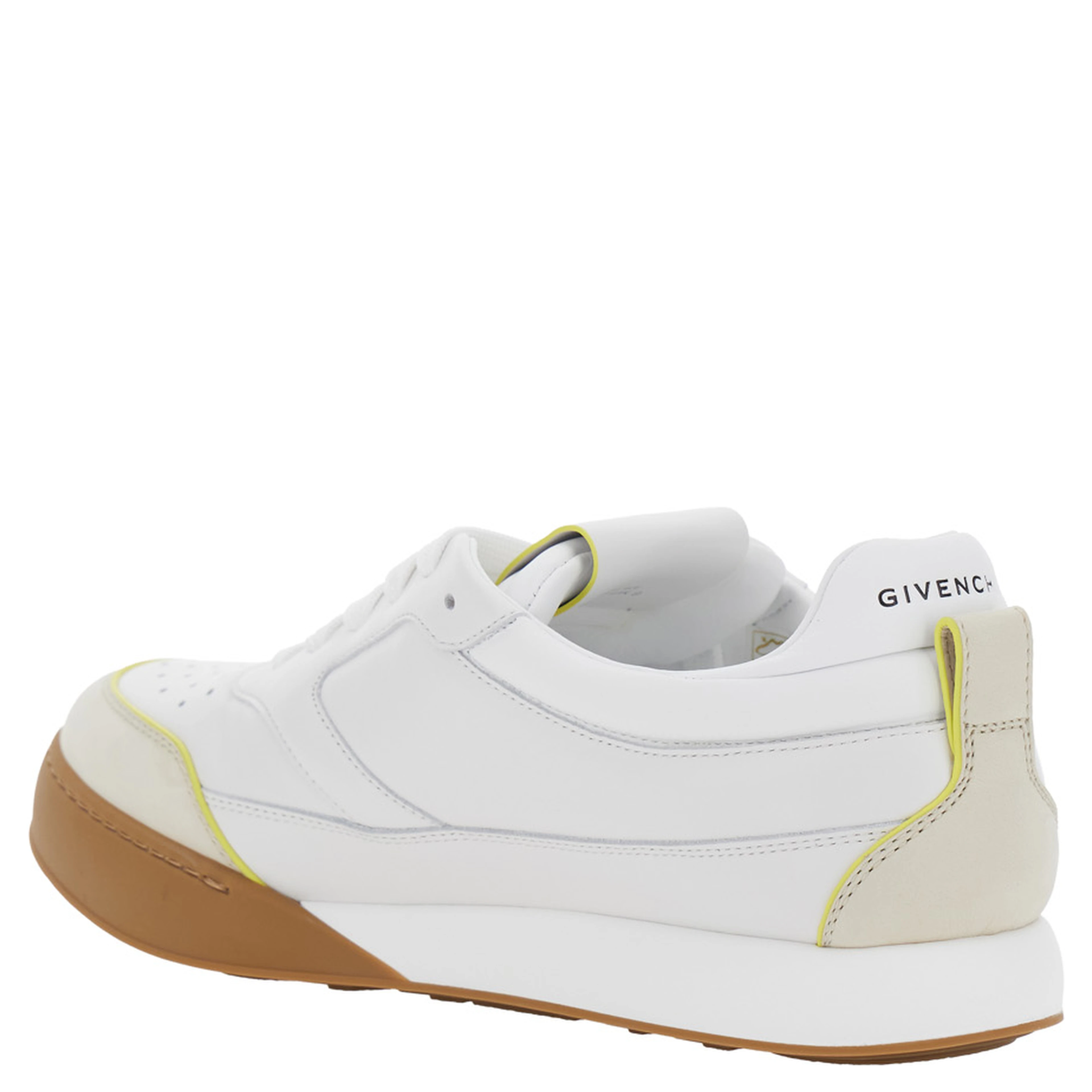 White Low Top Sneaker with Logo Lettering on the Back and Logo Patch on the Tongue in Leather for Men