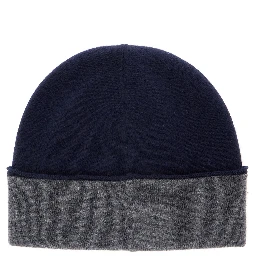 Double beanie with 100% wool and blue unisex