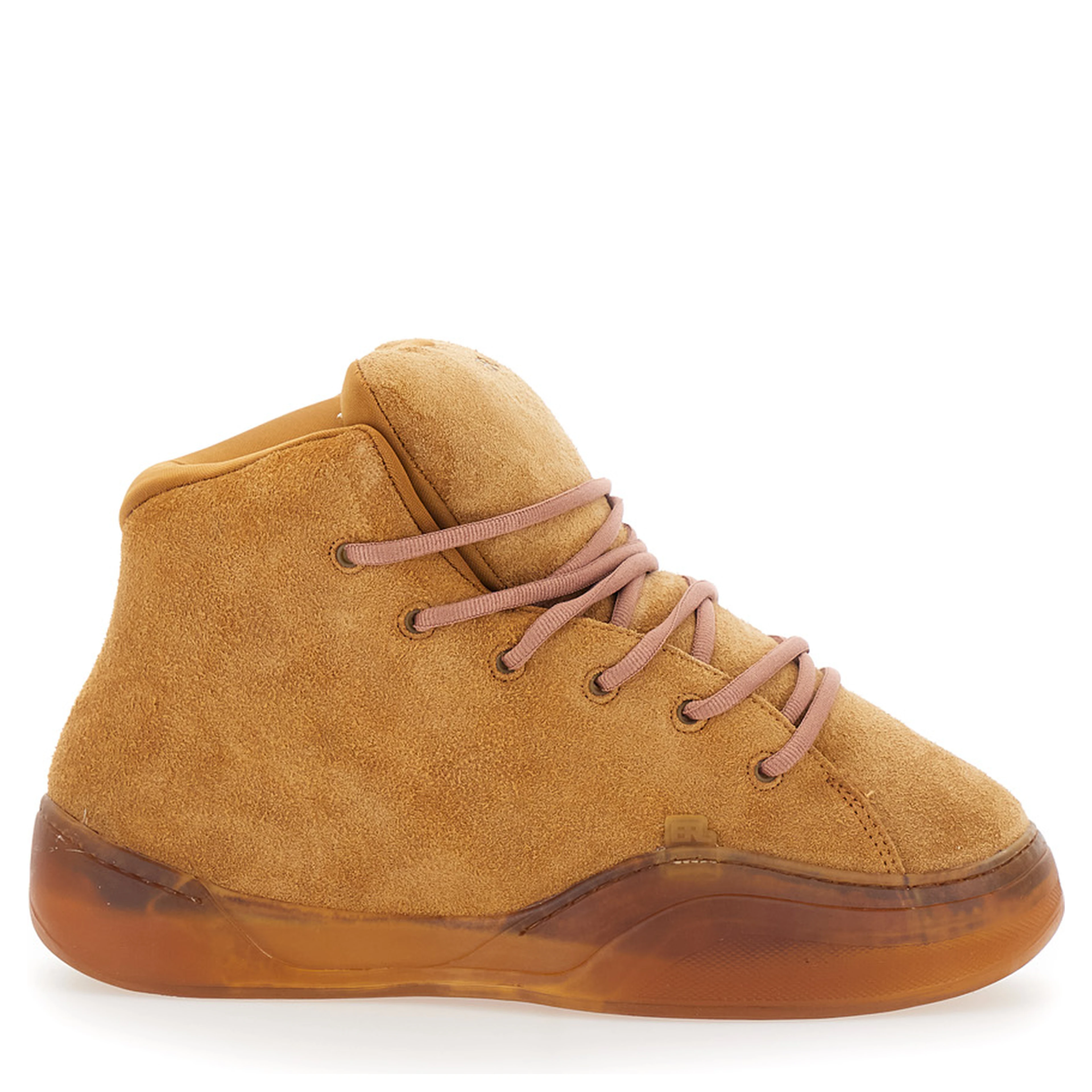 Mid Vamp Brown sneakers with front laces in suede for men
