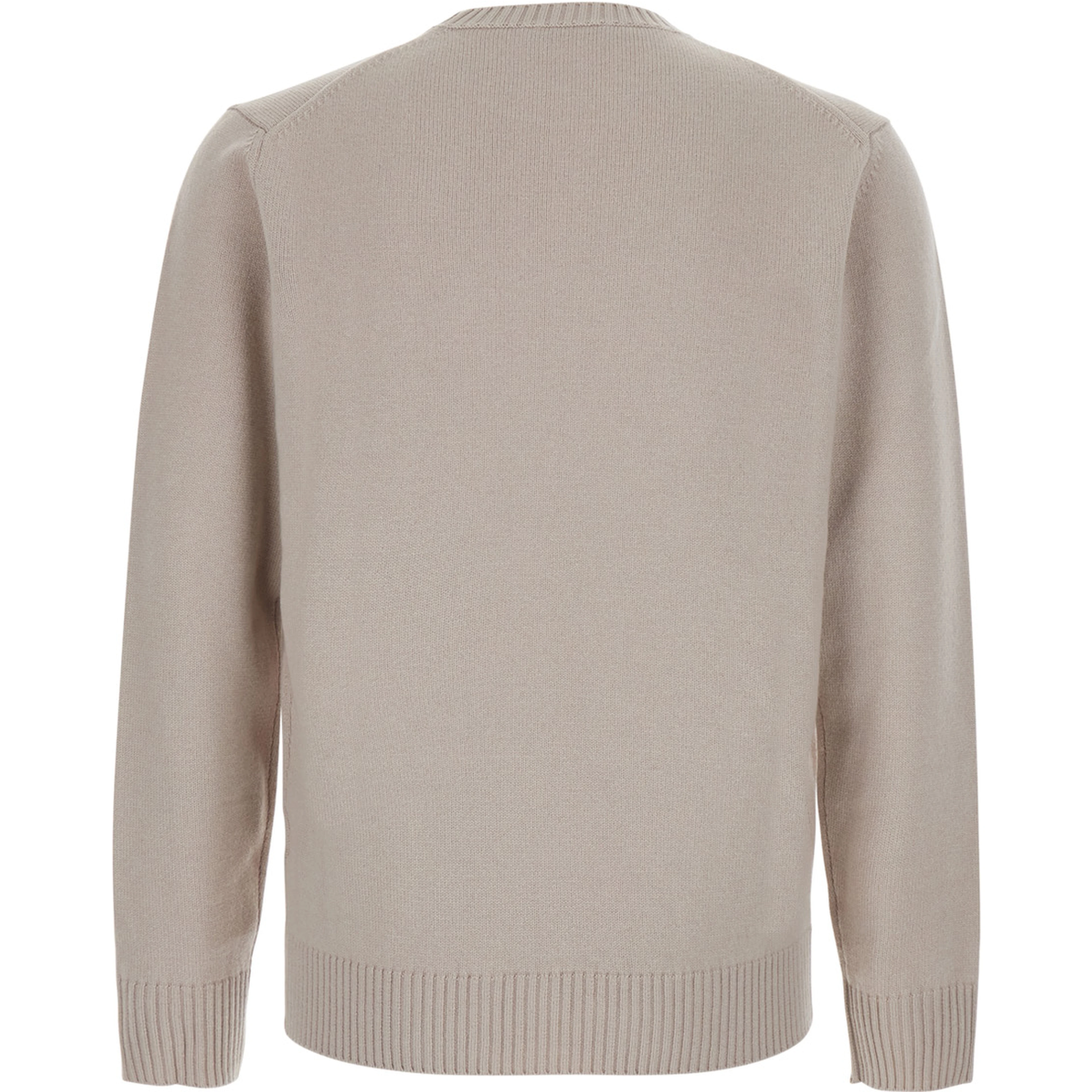 White Crewneck sweater with ribbed finishes in wool and cashmere for men