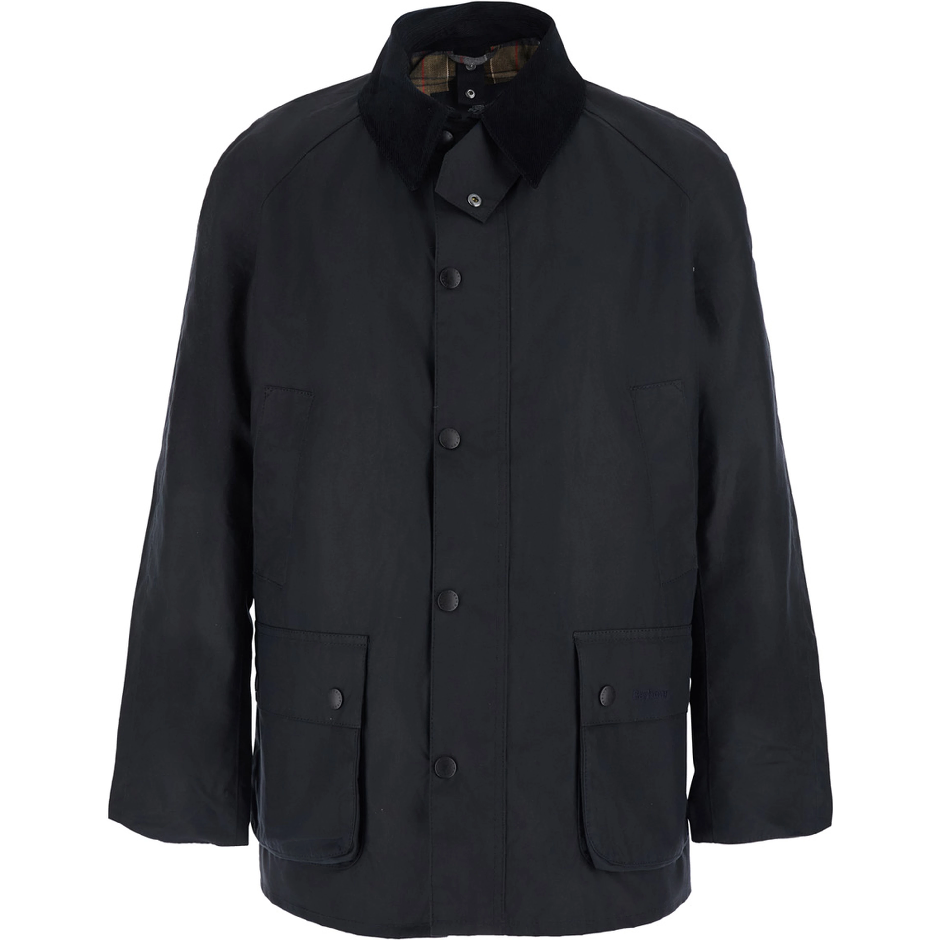 Ashby blue Jacket with classic collar and side pockets in waxed cotton for men