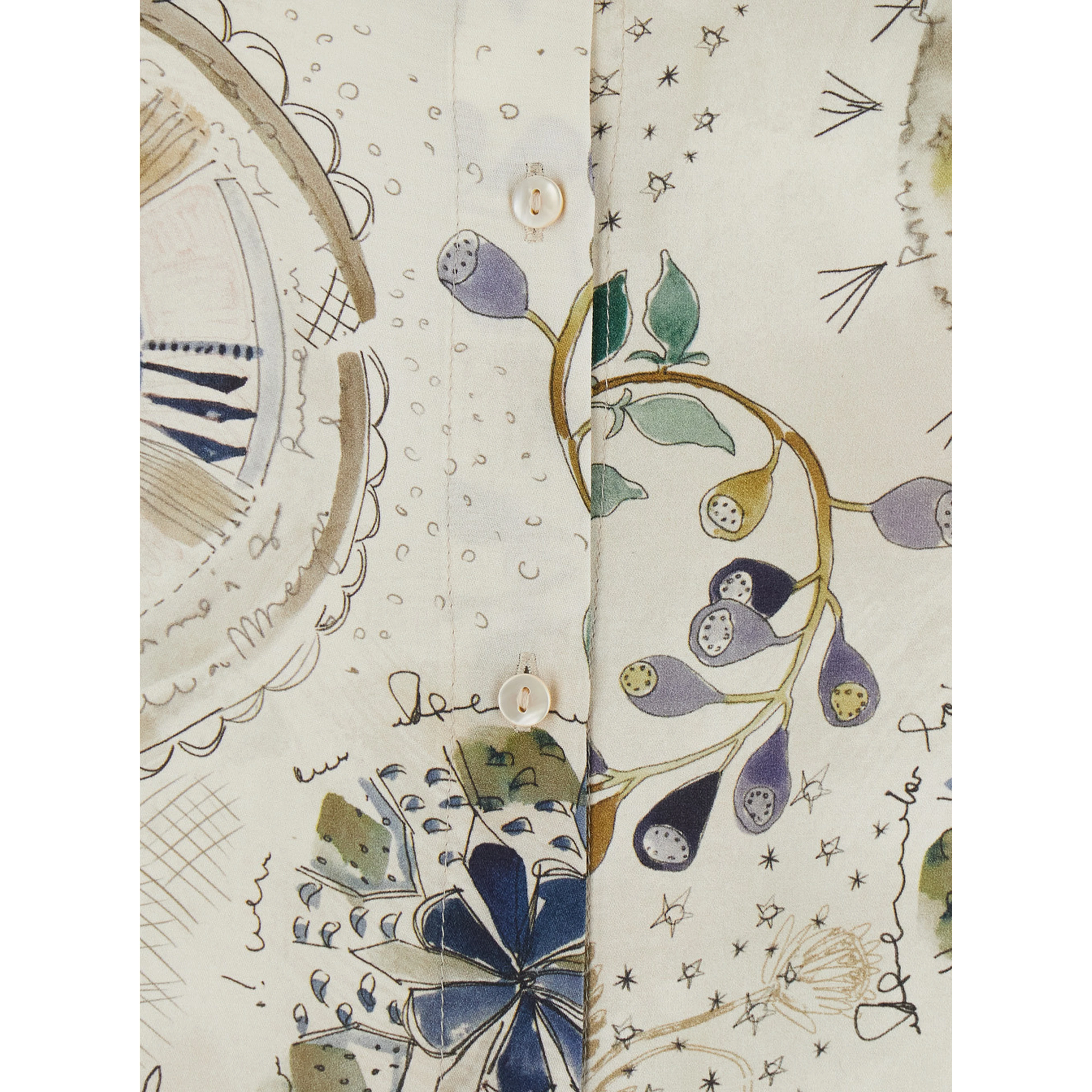 White Shirt with classic collar and all-over print in viscose for women
