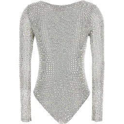 metallic Body with all-over applied rhinestones in fabric for women