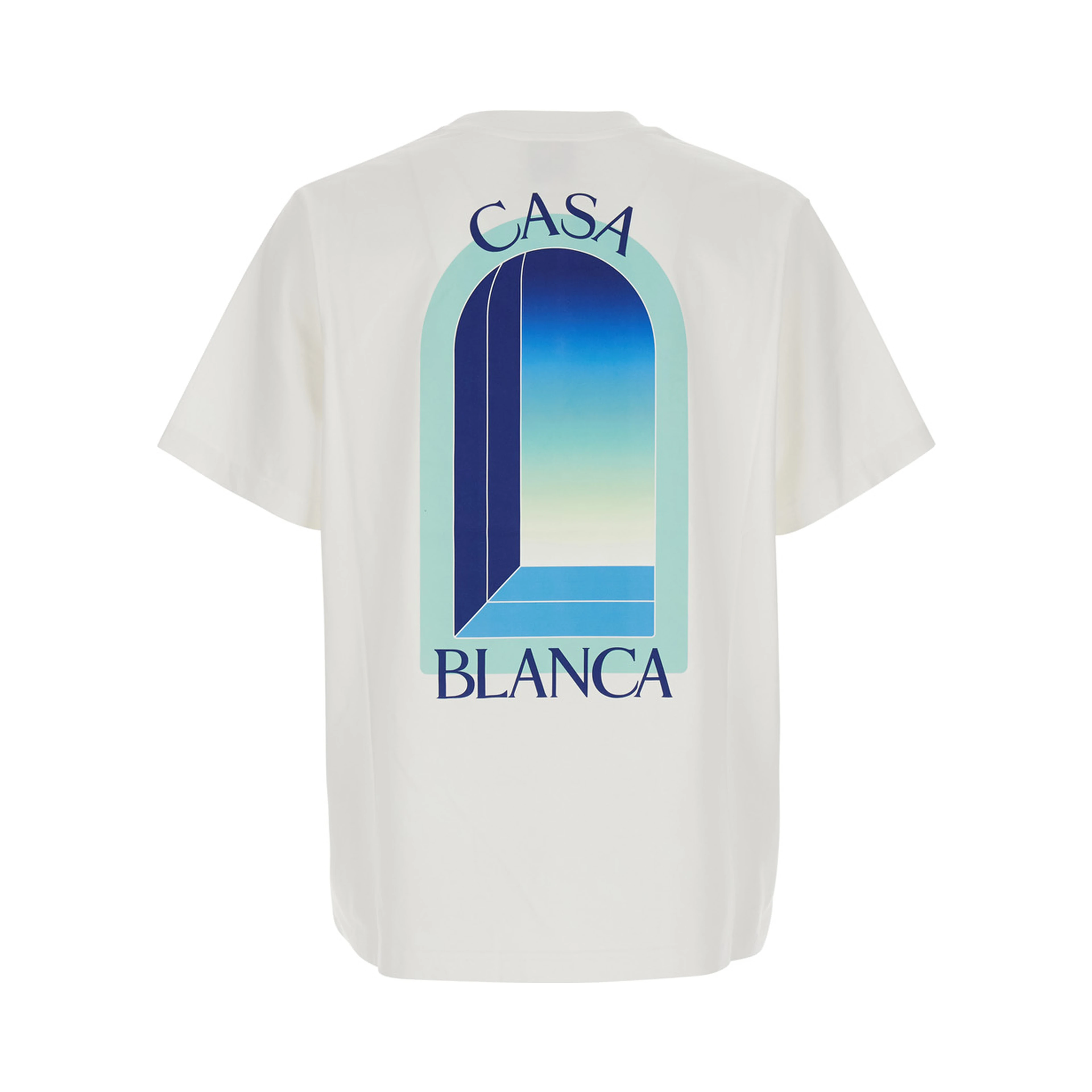 white T-shirt with logo print on the front and back in cotton for Men