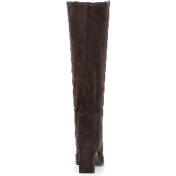 Caly Brown Knee-High Boots with Round Toe and Medium Heel in Suede for Women