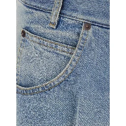 Blue Midi Skirt with Single Front Slit and Faded Design in Denim for Women