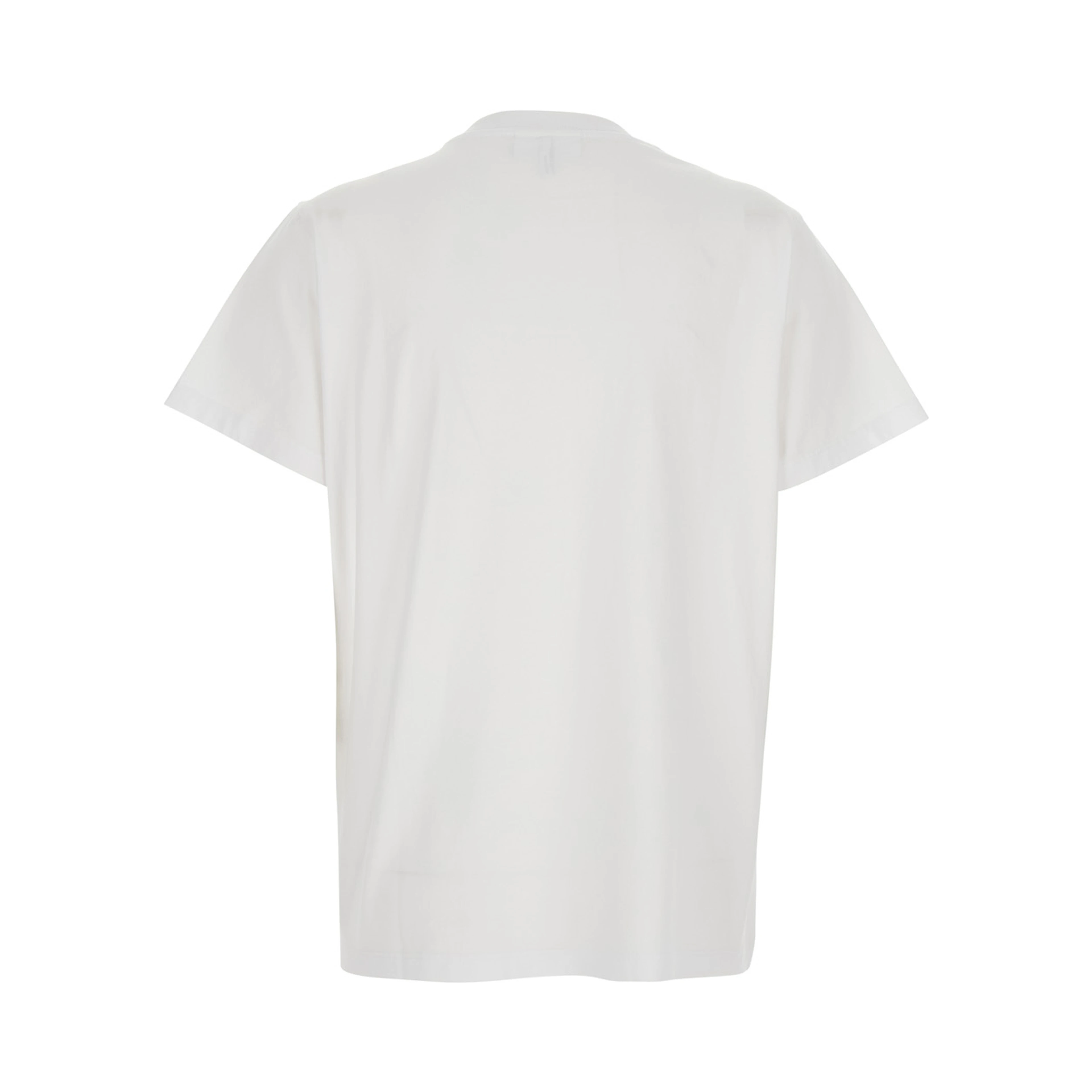 White Crew neck T-shirt with large logo lettering print and strawberries on the front in cotton for women