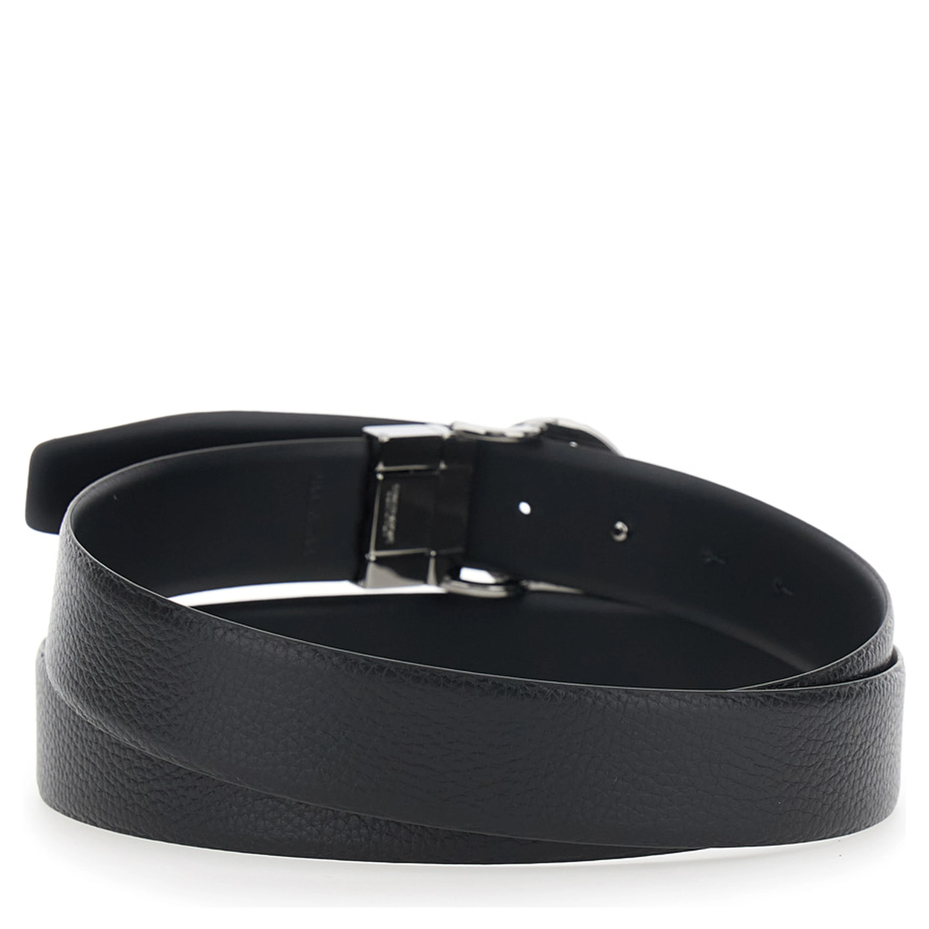 Black reversible belt with metal logo buckle in leather men