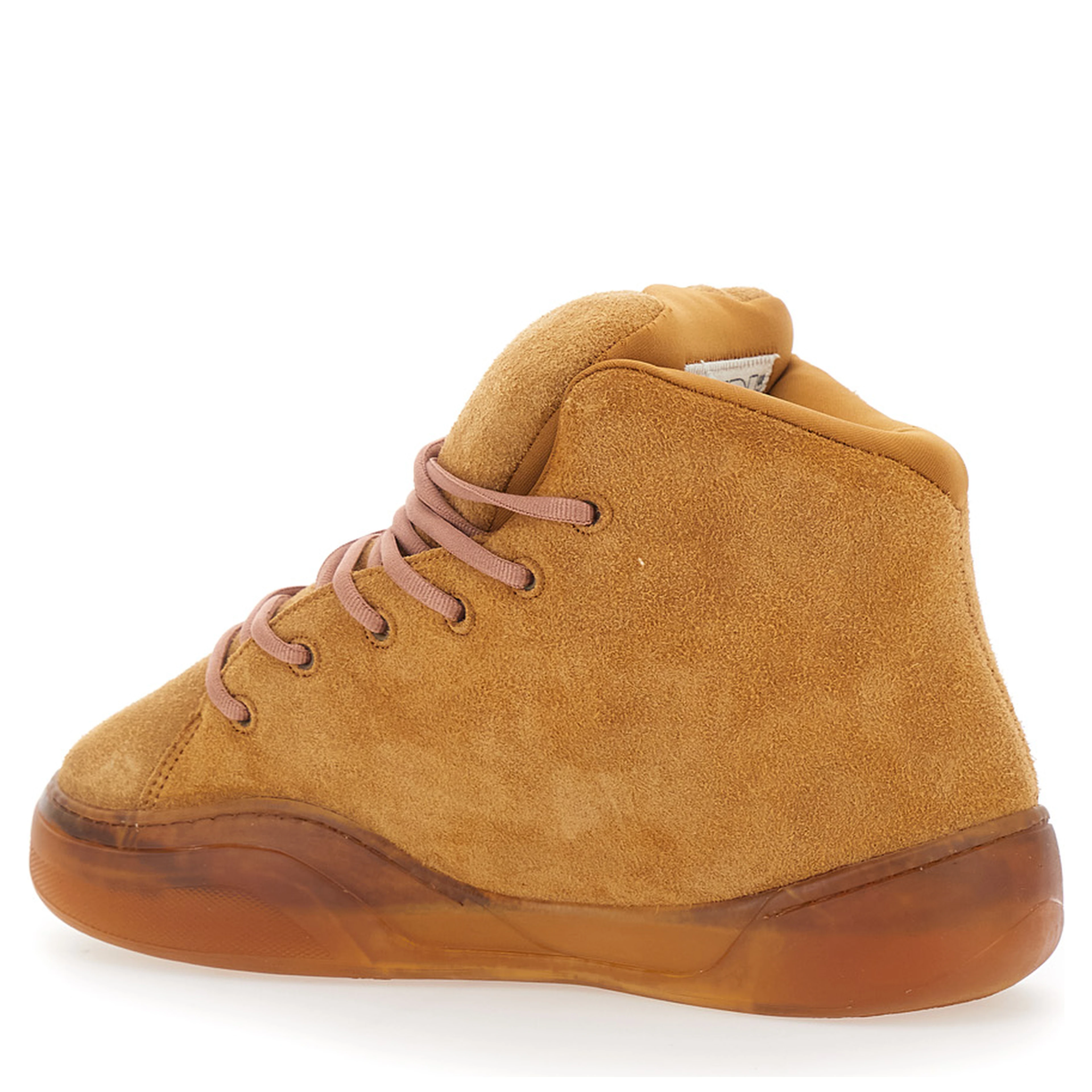 Mid Vamp Brown sneakers with front laces in suede for men