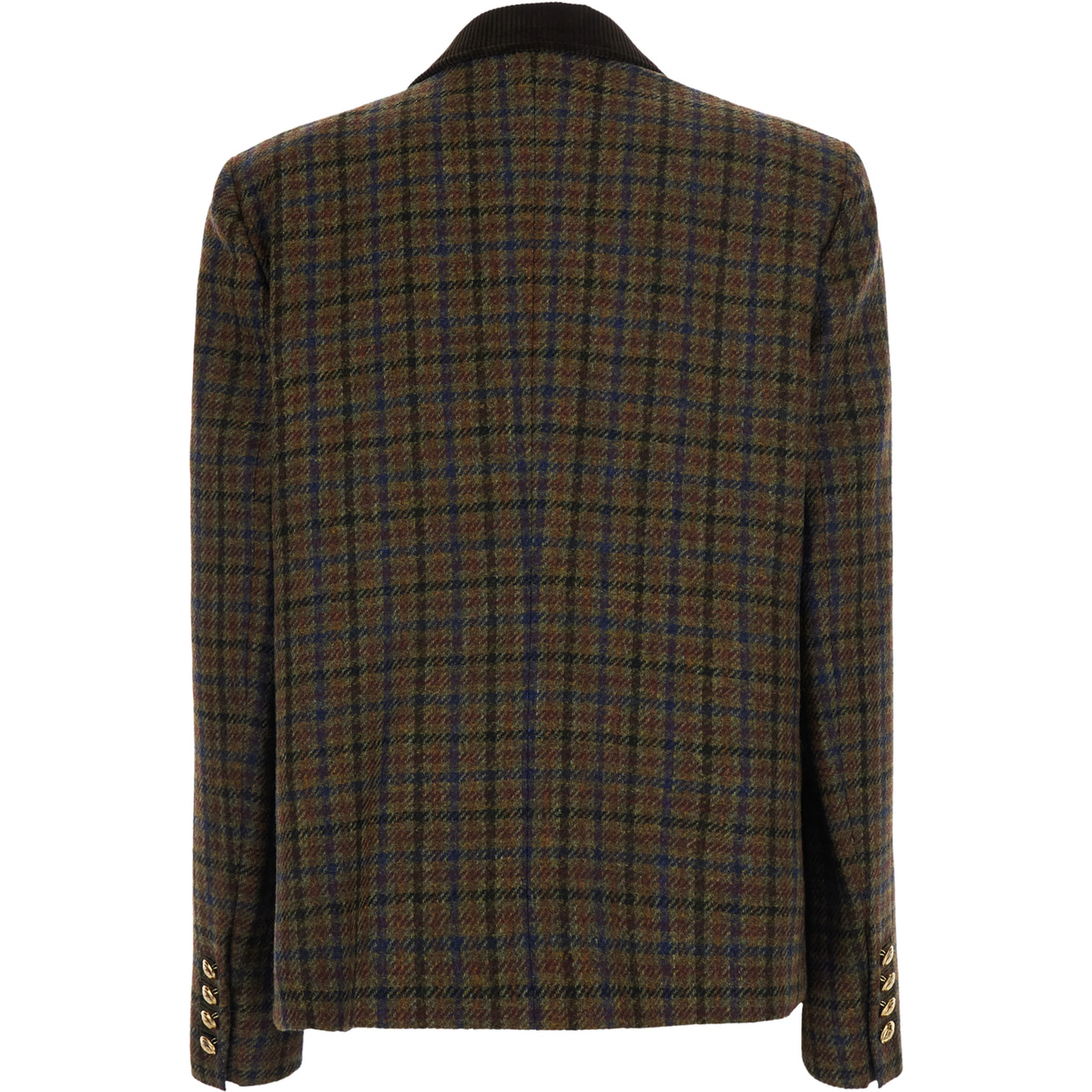Amandira Brown Single-breasted Jacket with Notched revers and check Motif all-over in wool for women