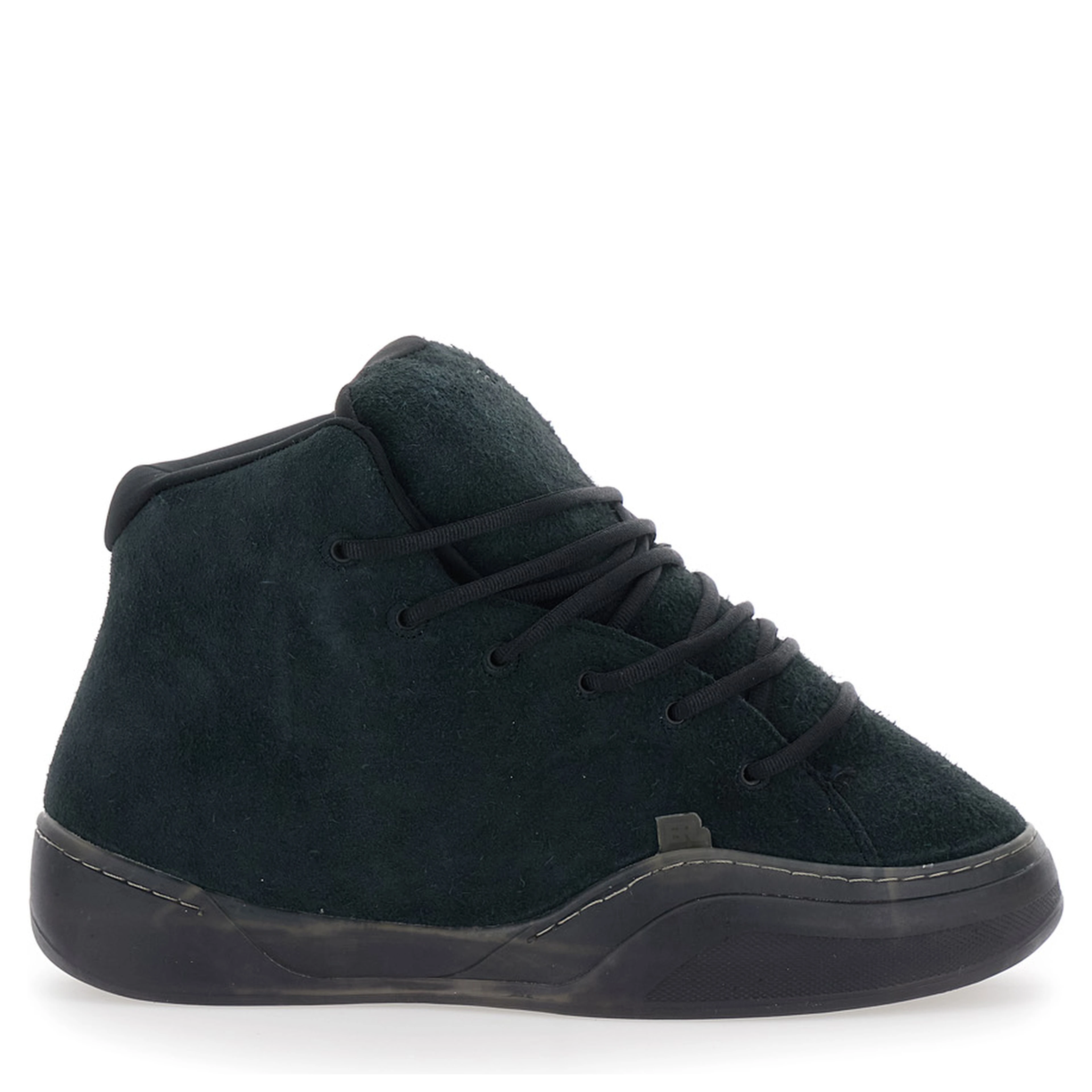 Mid Vamp Black sneakers with front laces in suede for men