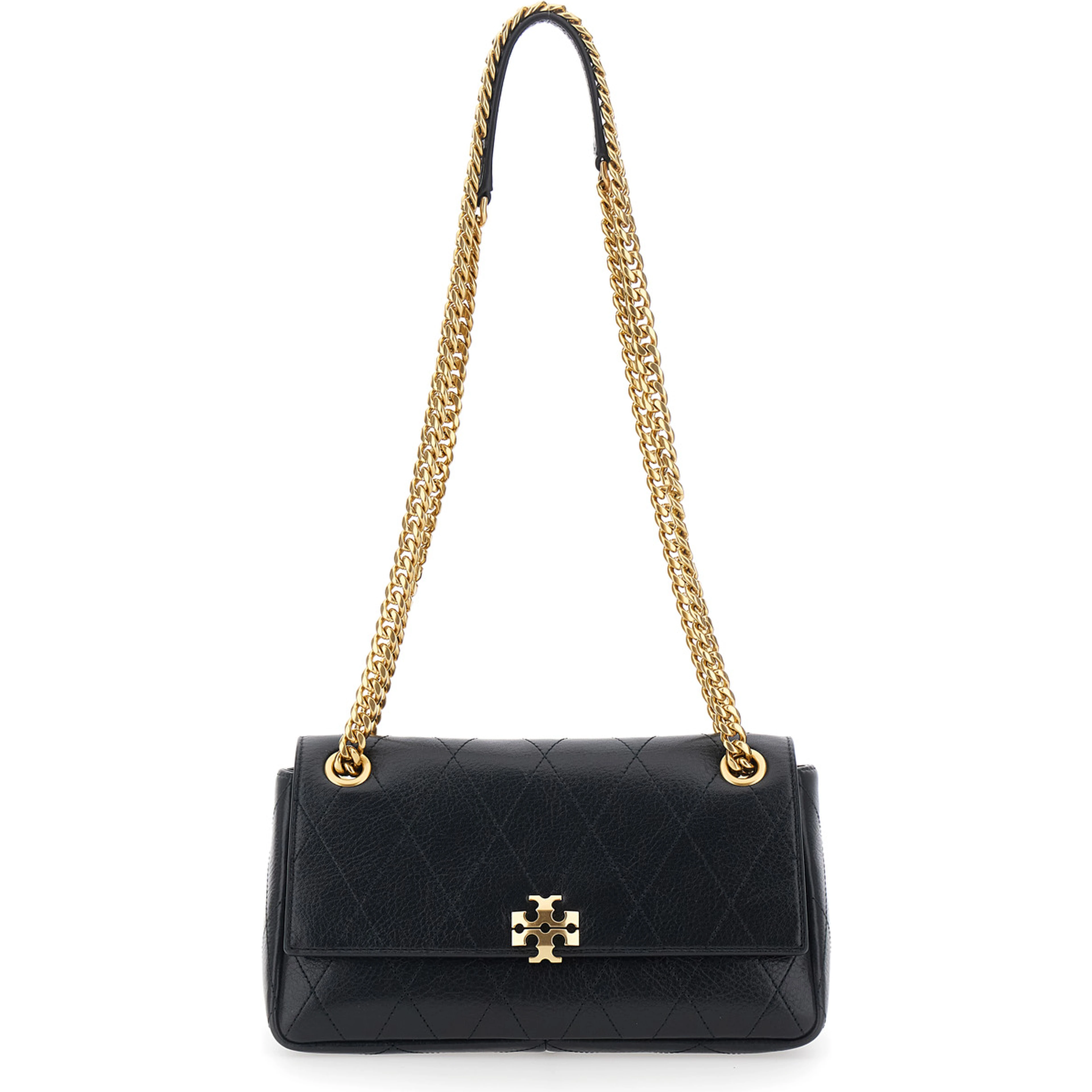 CHARLIE SMALL QUILTED BAG with quilted design and zip closure in Black Cow Leather for Women