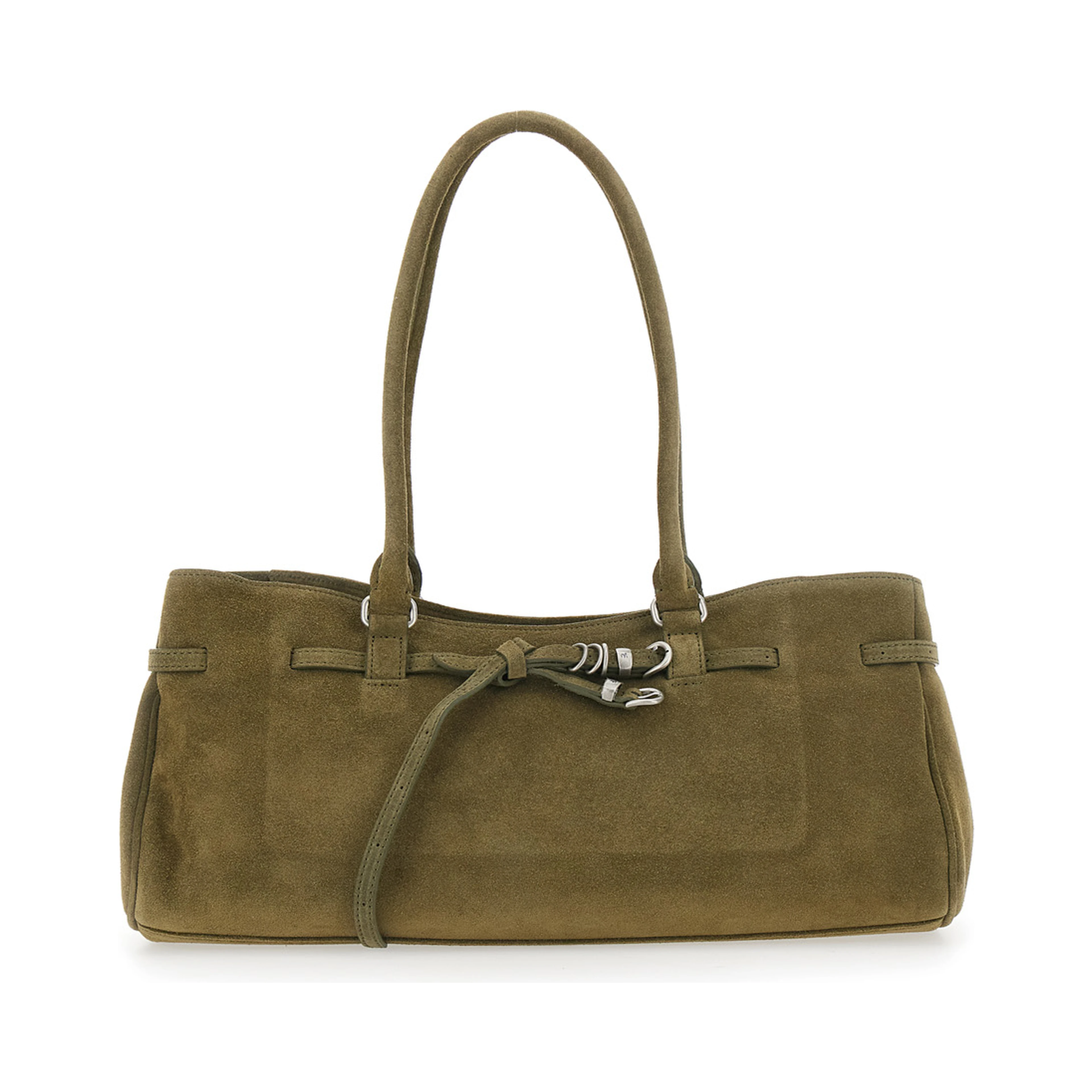 Grandma Used green Shoulder bag with adjustable strap on the front in suede for women