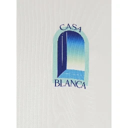 white T-shirt with logo print on the front and back in cotton for Men